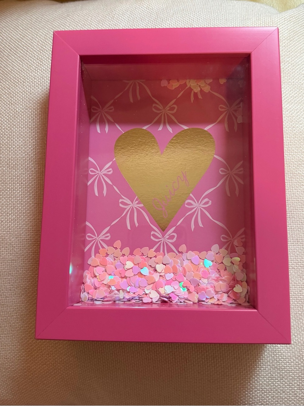 Juicy Couture Pink Heart Glitter Shadow Box Frame